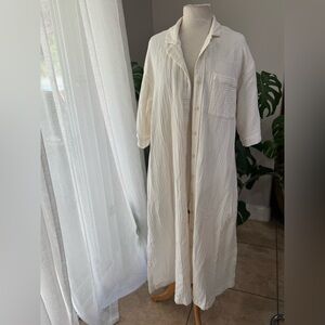Madewell‎ Double Gauze Button-Front Shirt Dress – Ivory/Cream, Size S